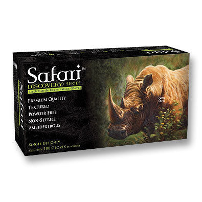 Safari Black Nitrile Gloves Powder Free