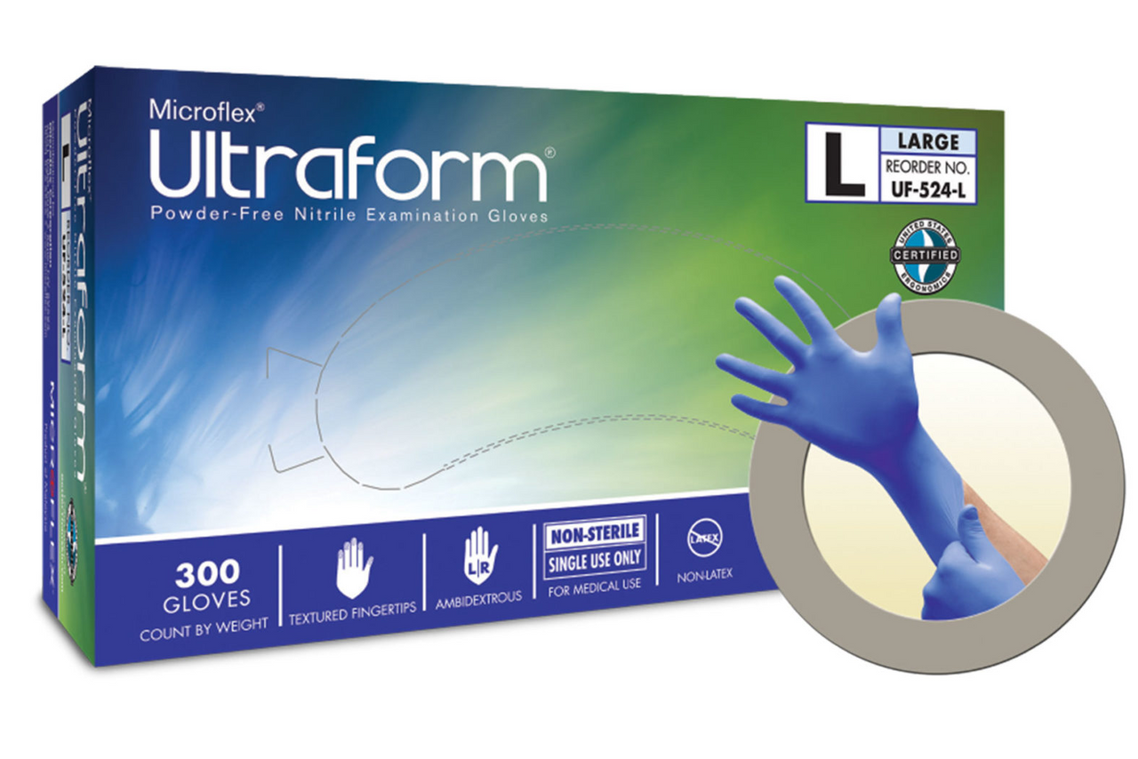 Microflex Ultraform Blue Nitrile Gloves