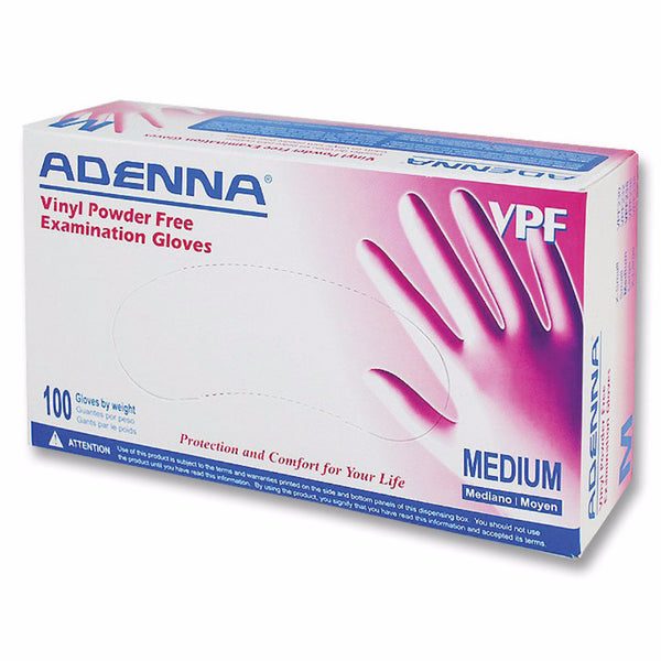 Adenna Clear PF Vinyl Gloves, Smooth