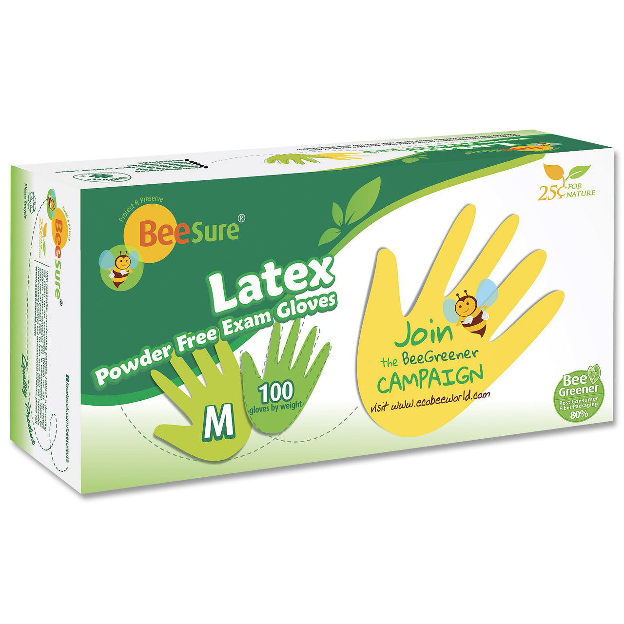BeeSure Natural Latex Gloves PF