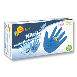 BeeSure Blue Nitrile Gloves Powder Free