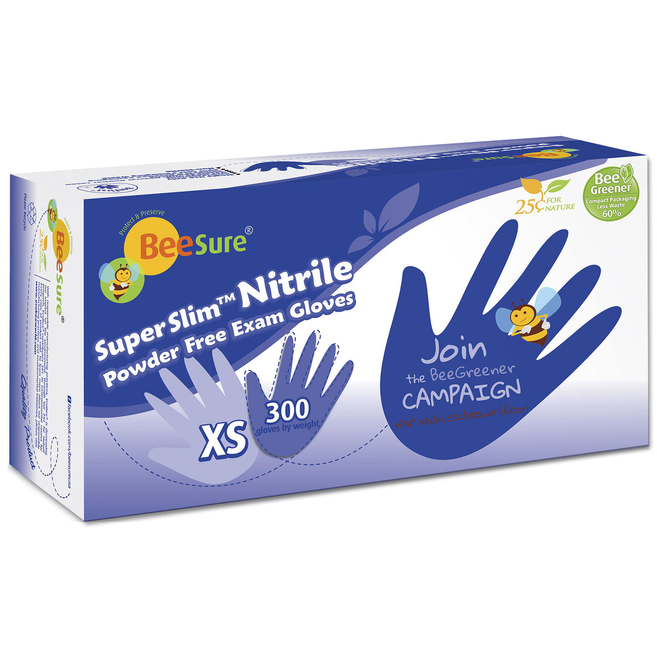 BeeSure SuperSlim Blue Nitrile Gloves