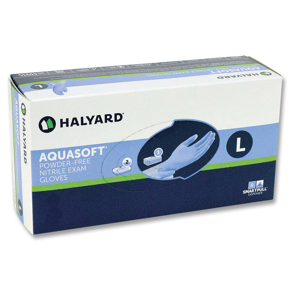 Halyard AquaSoft Blue Nitrile Gloves PF
