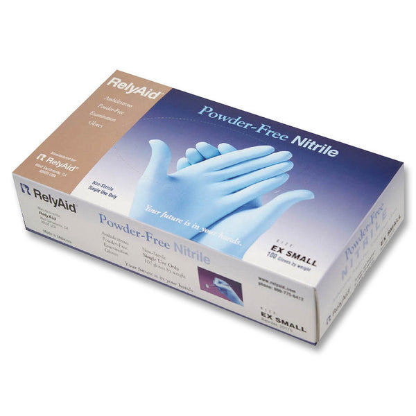 RelyAid Blue Nitrile Textured Gloves PF